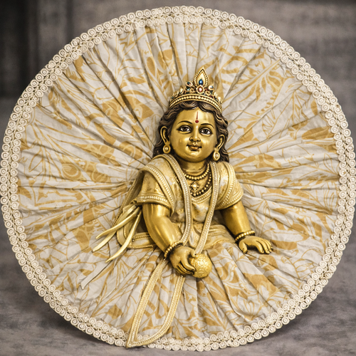 Blush Pink Printed Lace Laddu Gopal Poshak – Size 6 – view 2