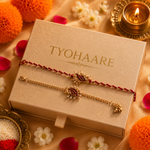 Maroon Meenakari Paisley Rakhi Set with Pearl Jhumki for Brother