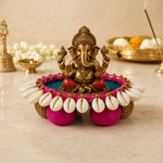 Neel Gulabi Cowrie Shell Mini Singhasan