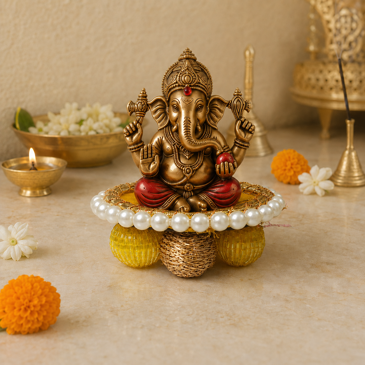Surya Gold Pearl Mini Singhasan