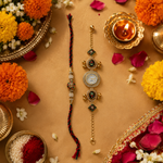 Navratna Kundan & Pearl Watch Rakhi for Sister