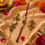 Antique Gold Meenakari Watch Rakhi for Sister