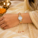 Marigold Bloom Pearl-Chain Watch Rakhi for Sister