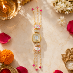 Pink Floral Pearl-Chain Watch Rakhi for Sister