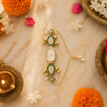 Green Enamel & Pearl Bracelet Watch Rakhi for Sister