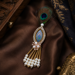 Abalone Peacock-Eye Crystal Halo Pearl Tassel Brooch for Groom