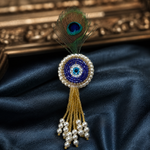 Blue Evil Eye Peacock Feather Lapel Pin for Groom