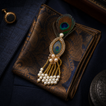 Mother of Pearl Peacock-Eye Crystal Pearl Tassel Lapel Brooch