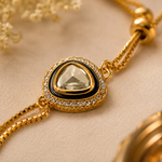 Kundan Topaz Rakhi with Pearl Drop Lumba for Brother