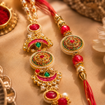 Royal Kundan Meenakari Multi-Medallion Rakhi Set for Brother