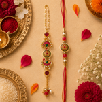 Royal Kundan Meenakari Multi-Medallion Rakhi Set for Brother