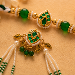 Emerald Green Kundan Mala Rakhi for Brother