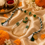 Emerald Green Kundan Mala Rakhi for Brother