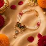 Kundan Pearl Rakhi Bracelet for Brother