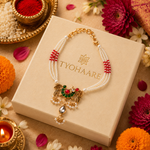 Kundan Pearl Rakhi Bracelet for Brother