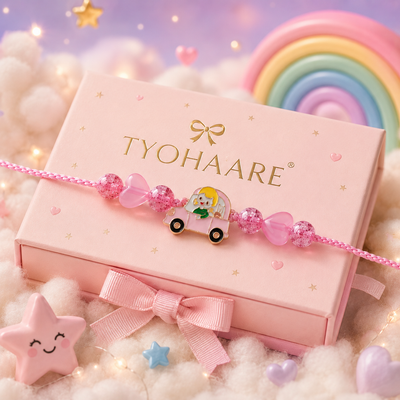 Cute Car Charm Rakhi for Kids - Pink