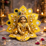 Coral Pink Pearl Mirror Laddu Gopal Poshak – Size 0
