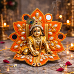 Coral Pink Pearl Mirror Laddu Gopal Poshak – Size 0