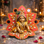 Coral Pink Pearl Mirror Laddu Gopal Poshak – Size 0