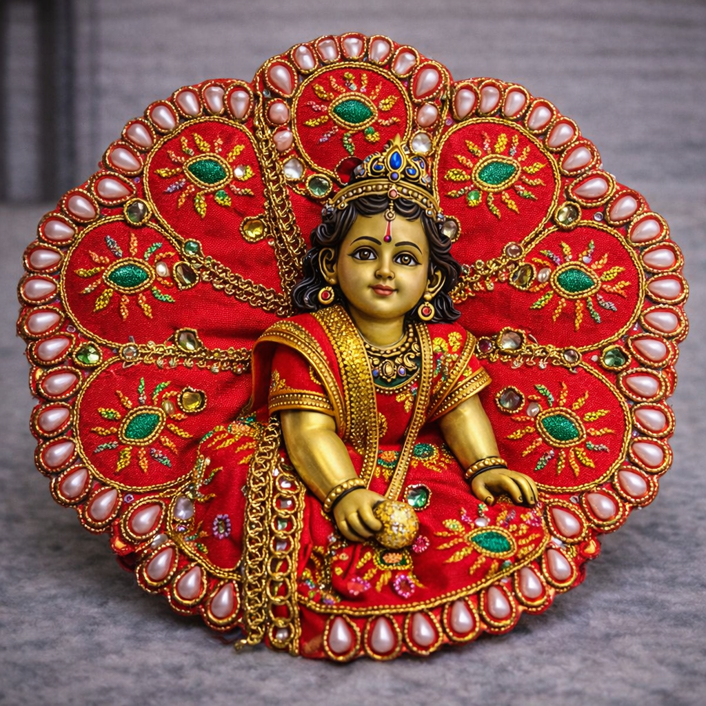 Fuchsia Floral Pearl Laddu Gopal Poshak – Size 0