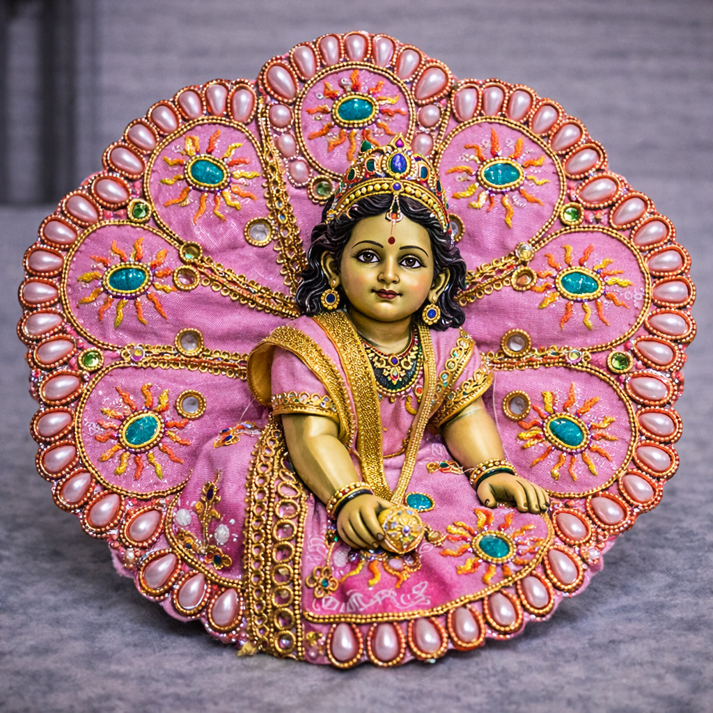 Fuchsia Floral Pearl Laddu Gopal Poshak – Size 0