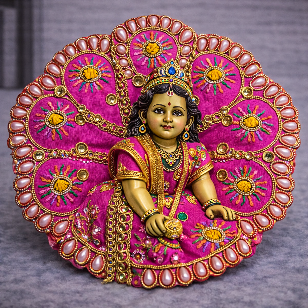 Fuchsia Floral Pearl Laddu Gopal Poshak – Size 0