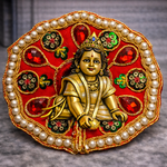 Pink Blue Crystal Pearl Laddu Gopal Poshak – Size 0