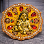 Pink Blue Crystal Pearl Laddu Gopal Poshak – Size 0