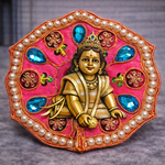 Pink Blue Crystal Pearl Laddu Gopal Poshak – Size 0