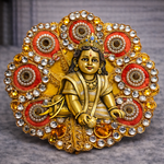 Purple Orange Kundan Medallion Laddu Gopal Poshak – Size 0