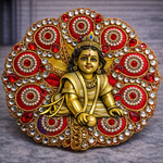 Purple Orange Kundan Medallion Laddu Gopal Poshak – Size 0