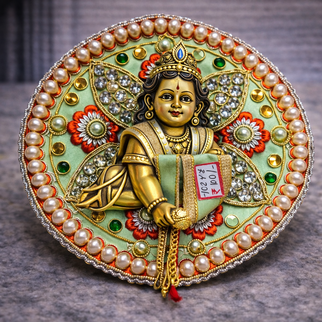 Red Green Pearl Floral Laddu Gopal Poshak – Size 0