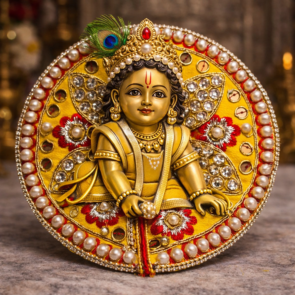 Red Green Pearl Floral Laddu Gopal Poshak – Size 0