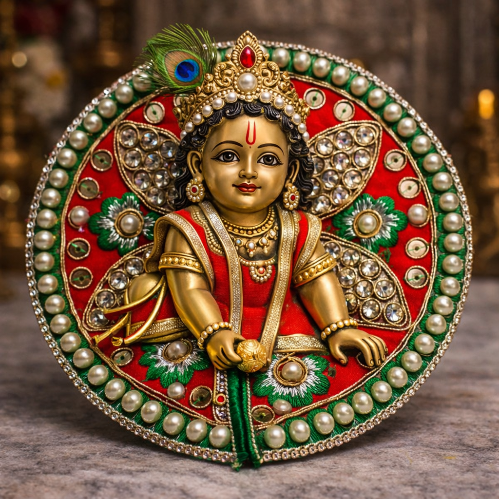 Red Green Pearl Floral Laddu Gopal Poshak – Size 0