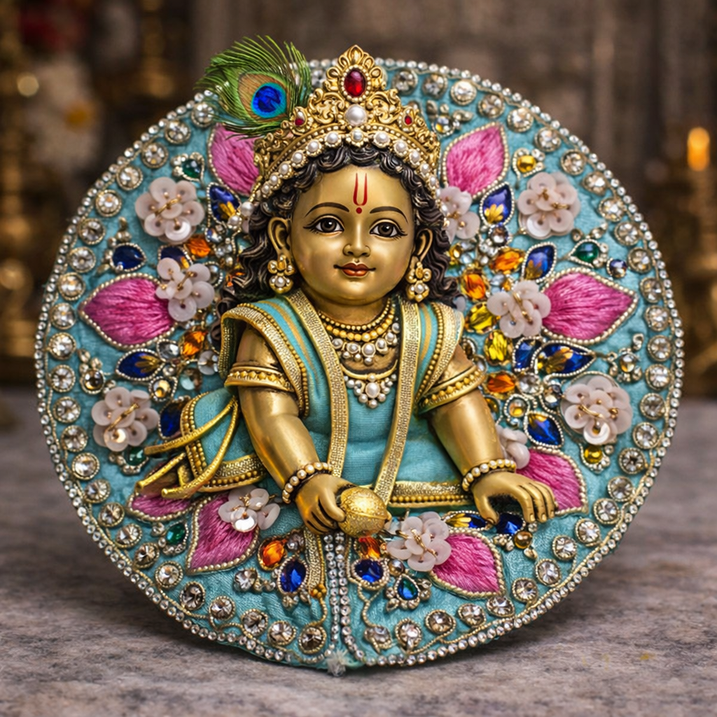 Yellow Lavender Floral Crystal Laddu Gopal Poshak – Size 0