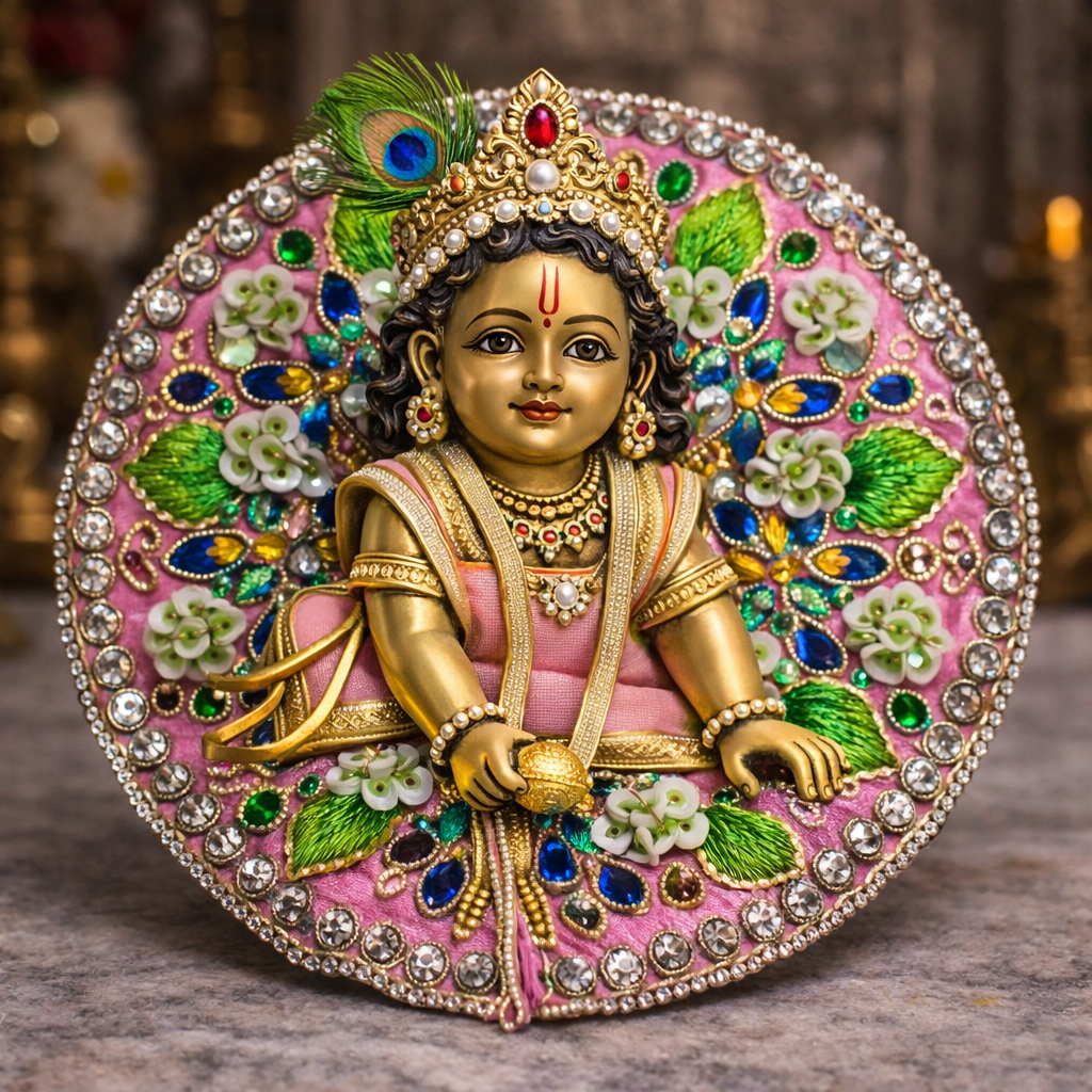 Yellow Lavender Floral Crystal Laddu Gopal Poshak – Size 0