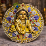 Yellow Lavender Floral Crystal Laddu Gopal Poshak – Size 0