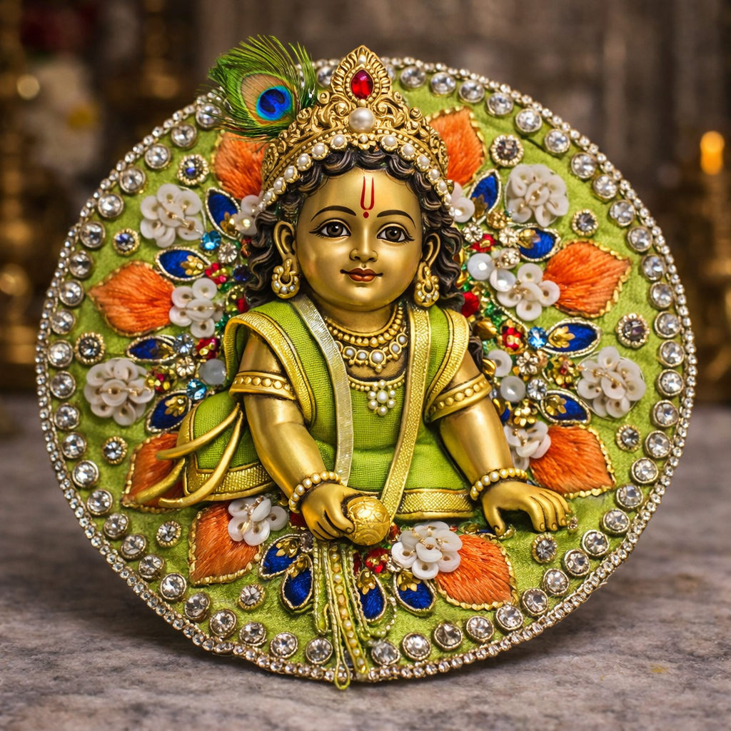Yellow Lavender Floral Crystal Laddu Gopal Poshak – Size 0