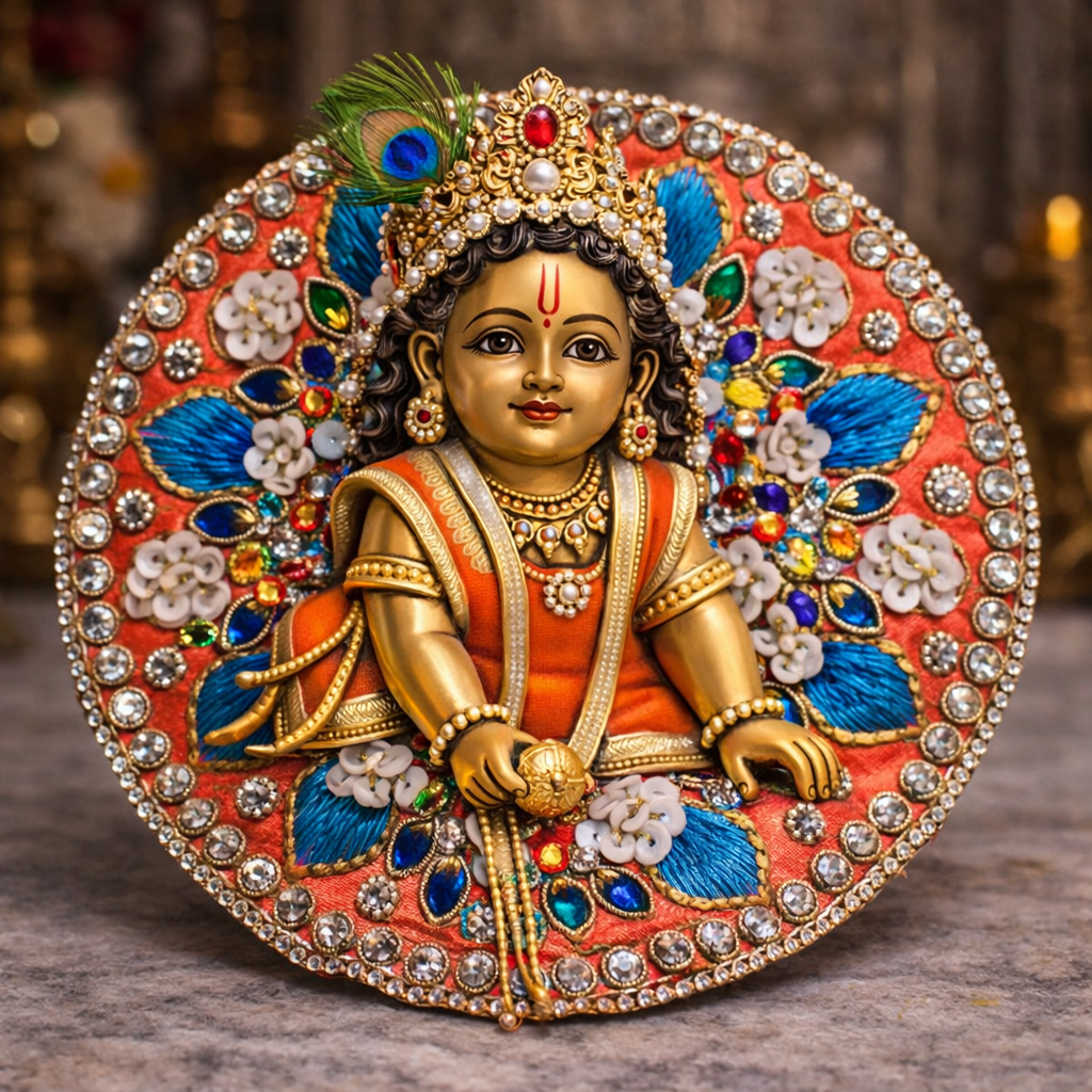 Yellow Lavender Floral Crystal Laddu Gopal Poshak – Size 0