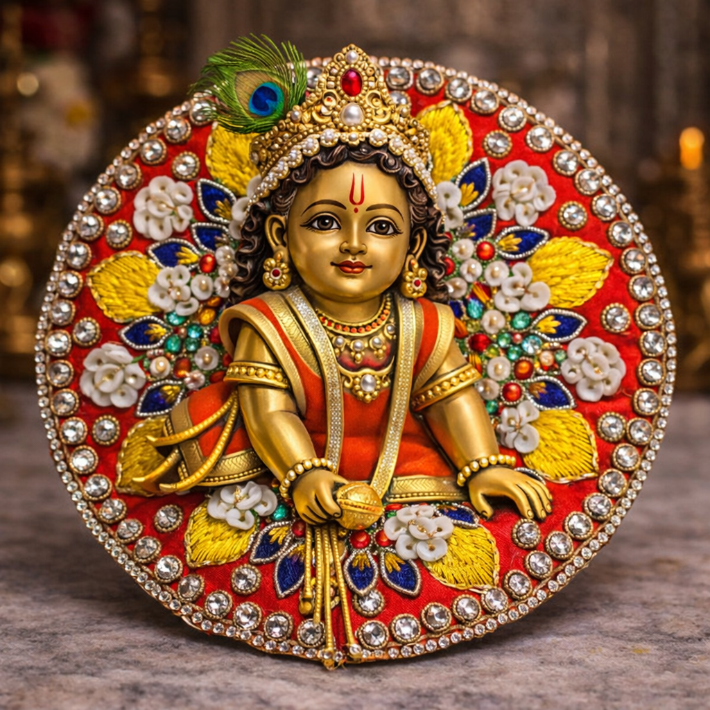 Yellow Lavender Floral Crystal Laddu Gopal Poshak – Size 0