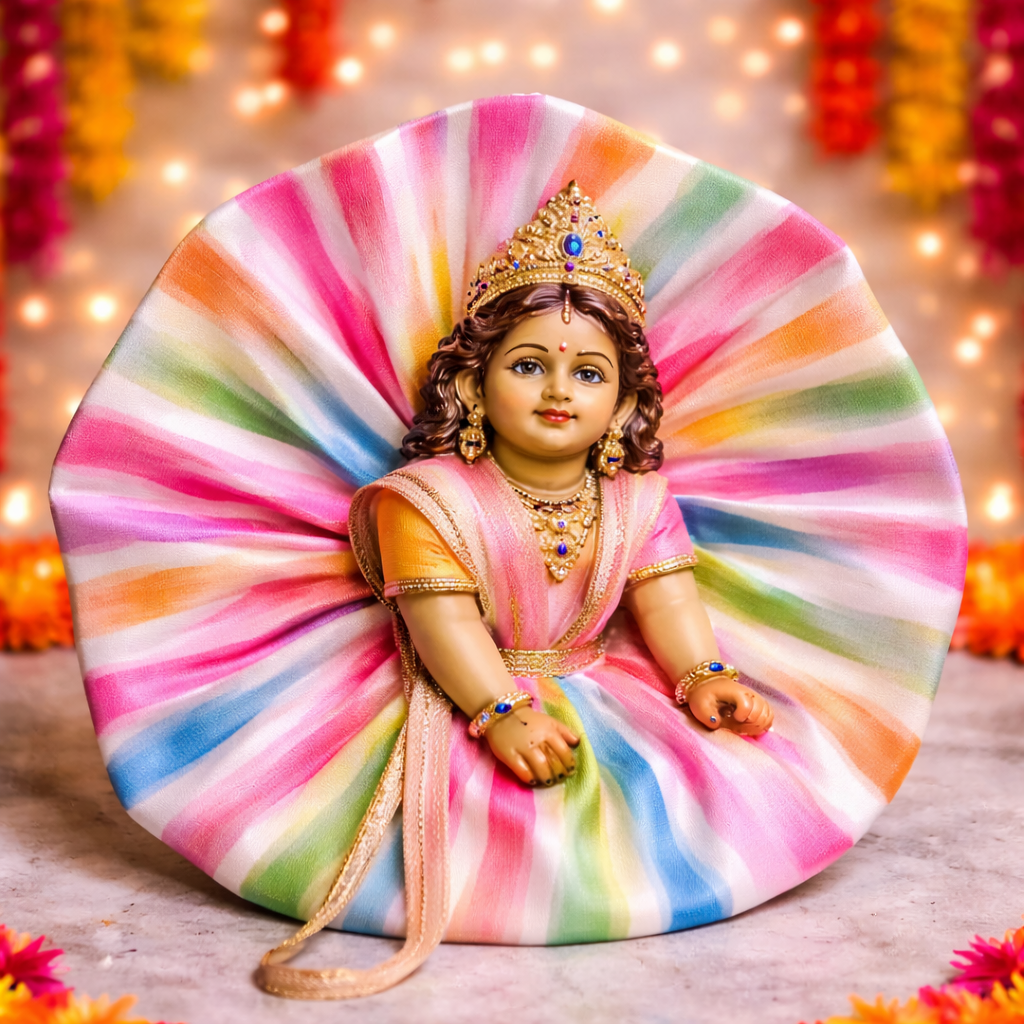 Pastel Rainbow Pleated Laddu Gopal Poshak – Size 1