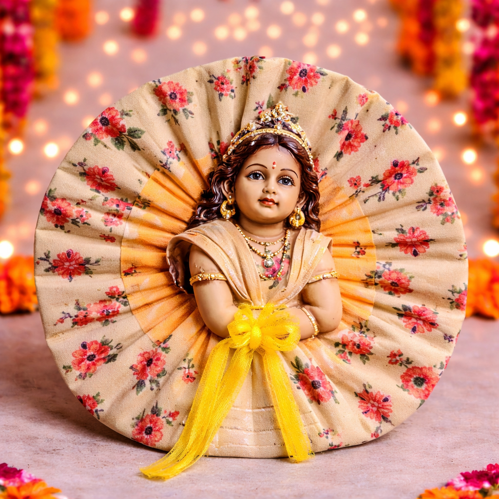 Ivory Green Floral Laddu Gopal Poshak – Size 1