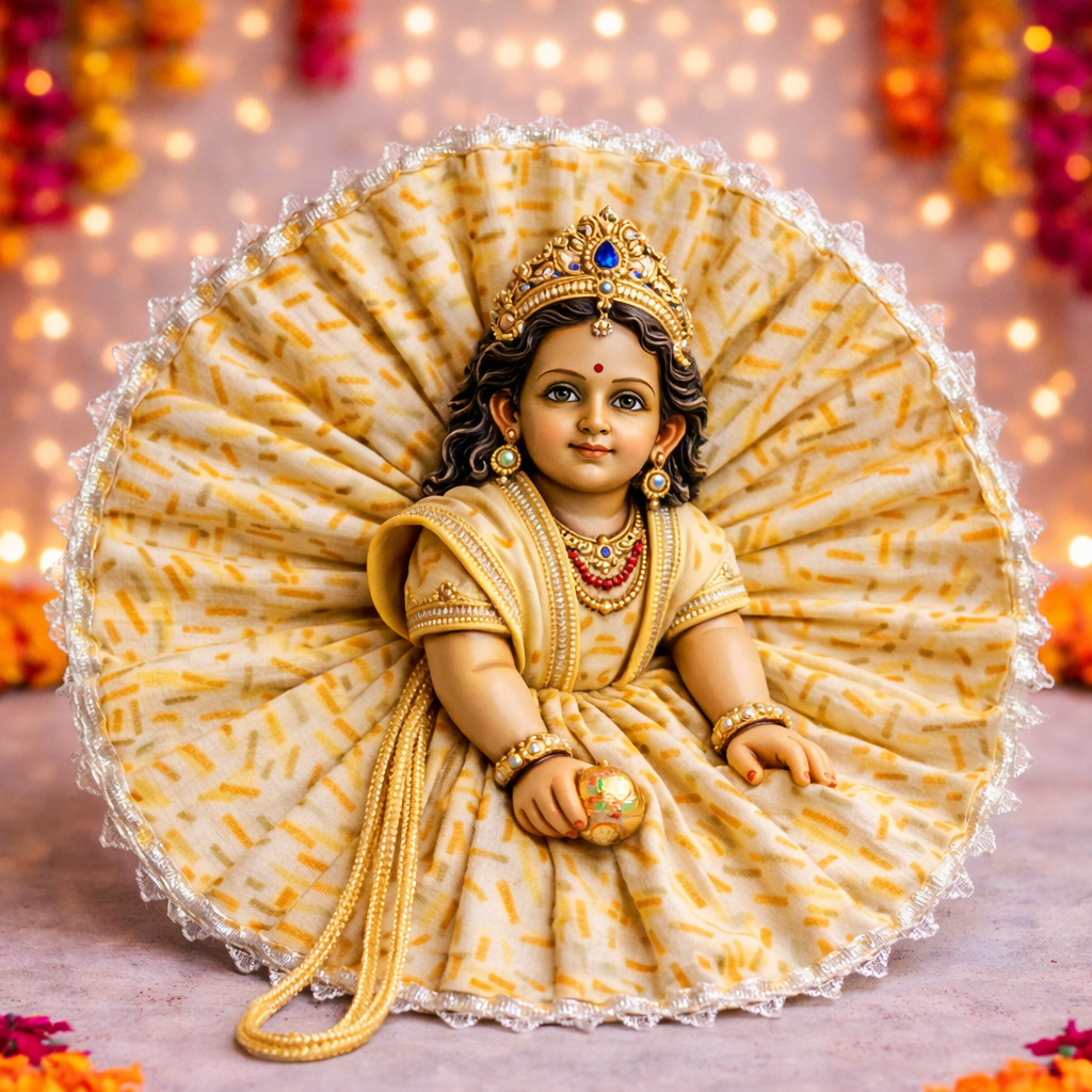 Aqua Printed Lace Laddu Gopal Poshak – Size 1