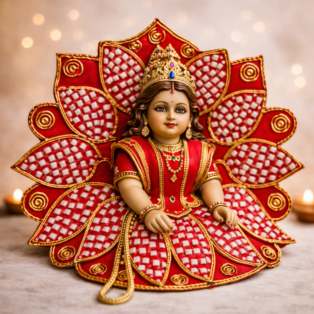 Fuchsia Checkered Lotus Laddu Gopal Poshak – Size 1
