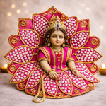 Fuchsia Checkered Lotus Laddu Gopal Poshak – Size 1
