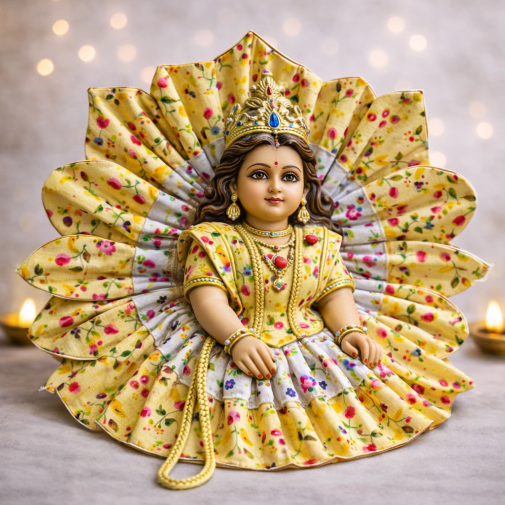 Sage Green Floral Petal Laddu Gopal Poshak – Size 1