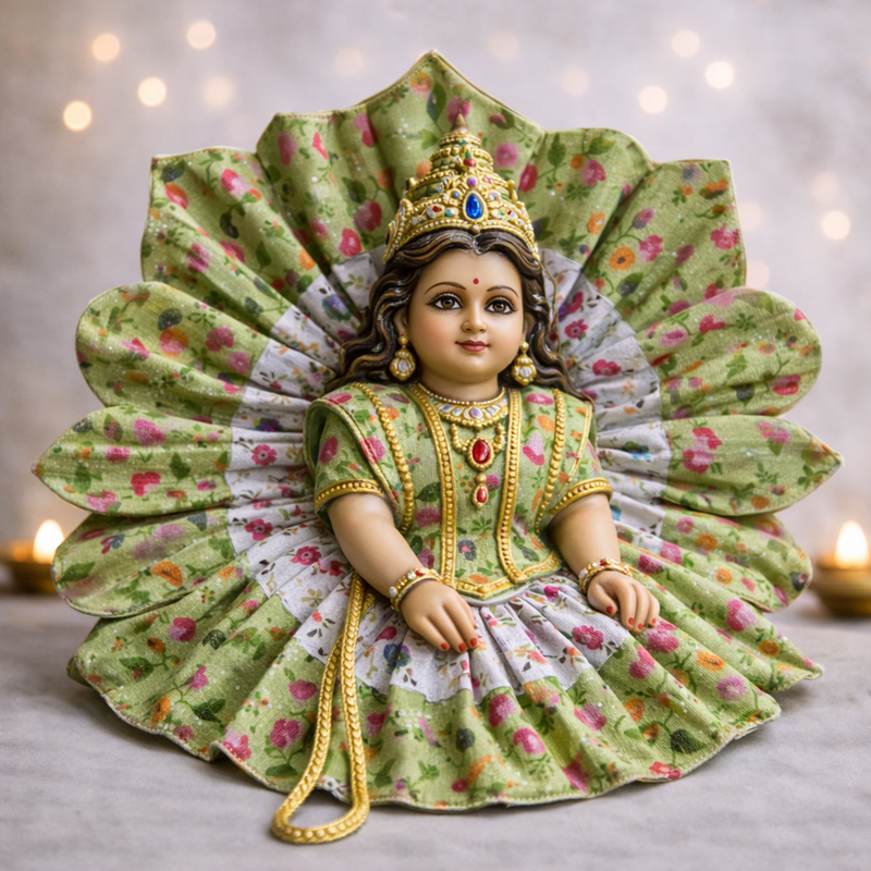 Sage Green Floral Petal Laddu Gopal Poshak – Size 1