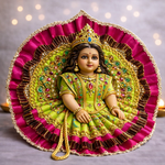 Pink Brocade Kundan Pearl Laddu Gopal Poshak – Size 1