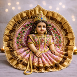 Pink Brocade Kundan Pearl Laddu Gopal Poshak – Size 1