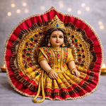 Pink Brocade Kundan Pearl Laddu Gopal Poshak – Size 1